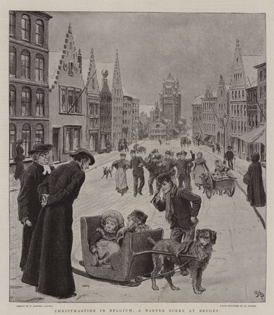 Juletid i Belgien, en vinterscene i Brugge af Robert Barnes